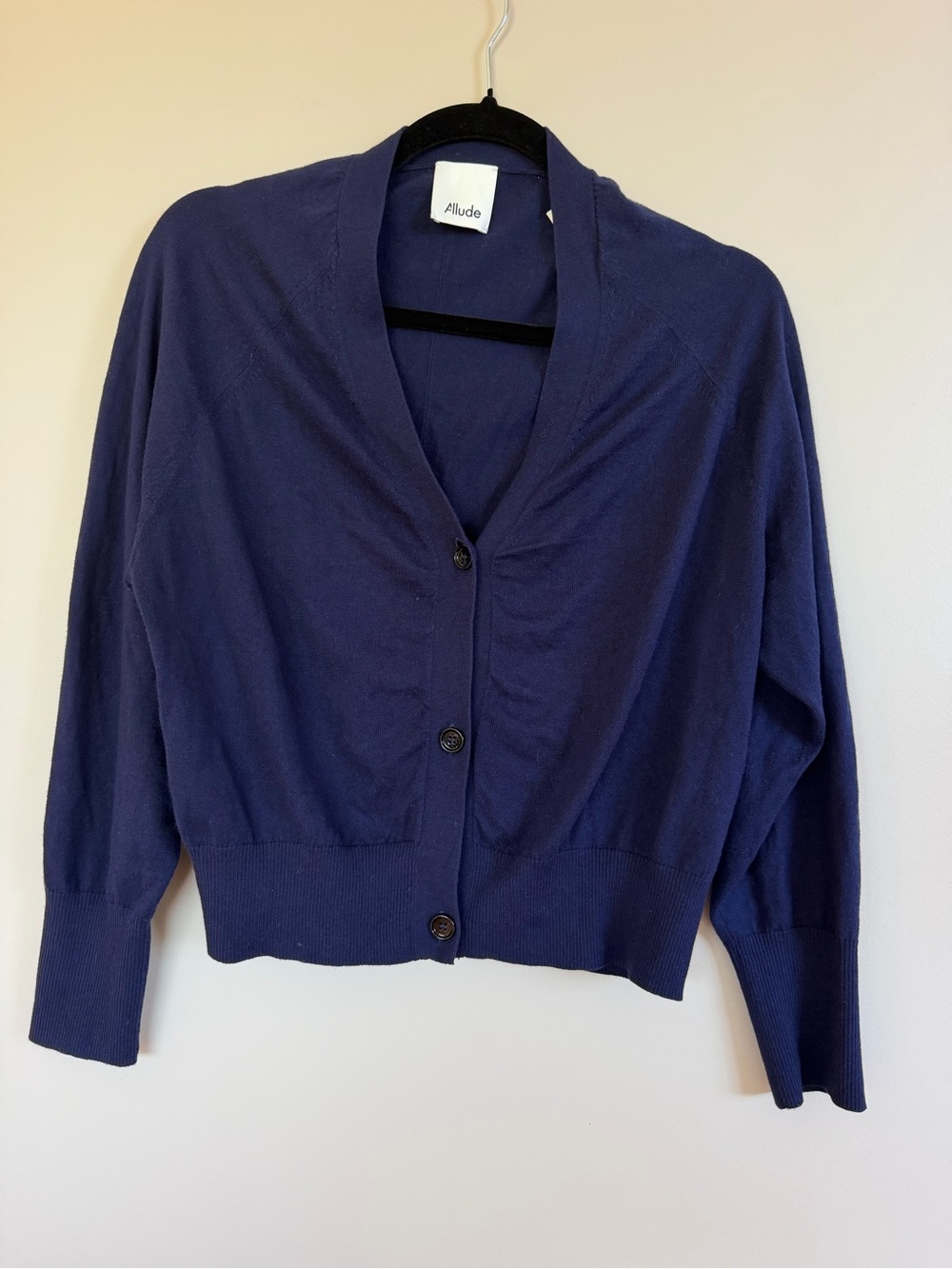 Allude Navy Button-Front Women's Cardigan Sweater